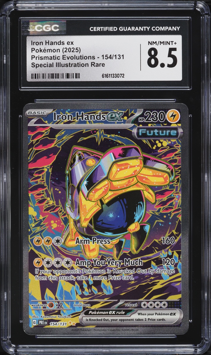 2025 Pokemon Scarlet & Violet Prismatic Evolutions SIR Iron Hands ex #154 CGC 8.5 NM-MT+