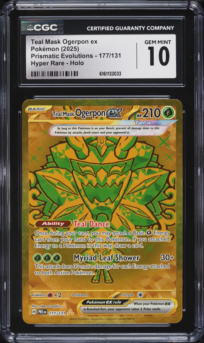 2025 Pokemon Scarlet & Violet Prismatic Evolutions Gold Rare Teal Mask Ogerpon ex #177 CGC 10