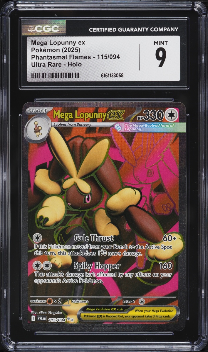 2025 Pokemon Mega Evolution Phantasmal Flames Full Art Mega Lopunny ex #115 CGC 9 MINT