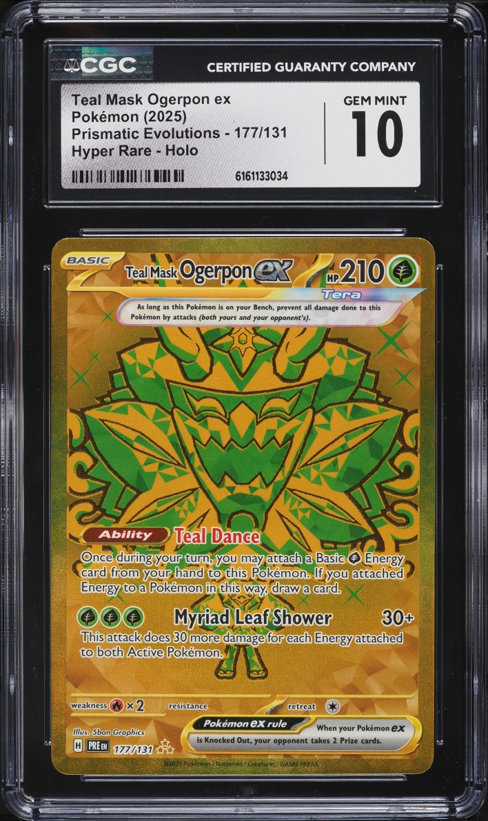 2025 Pokemon Scarlet & Violet Prismatic Evolutions Gold Rare Teal Mask Ogerpon ex #177 CGC 10