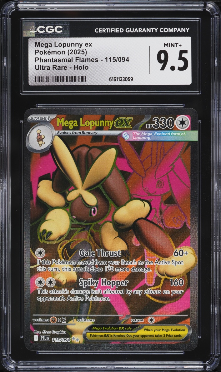 2025 Pokemon Mega Evolution Phantasmal Flames Full Art Mega Lopunny ex #115 CGC 9.5 MINT+
