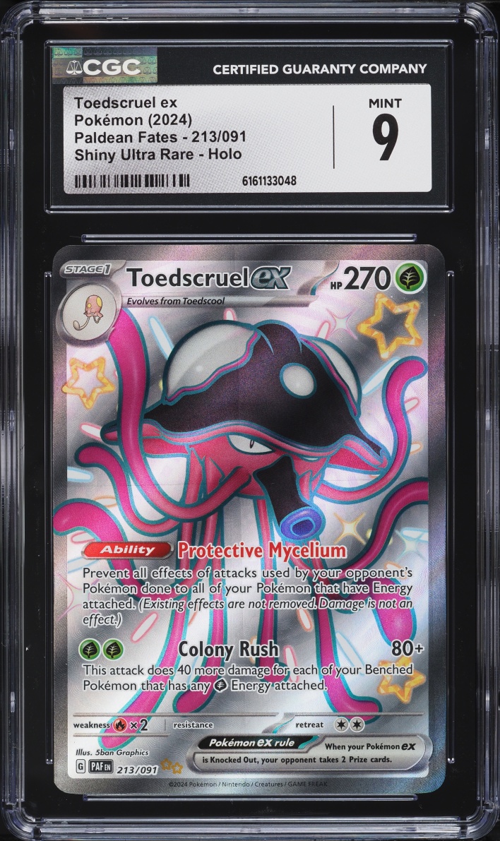 2024 Pokemon Scarlet & Violet Paldean Fates Full Art Toedscruel ex #213 CGC 9 MINT