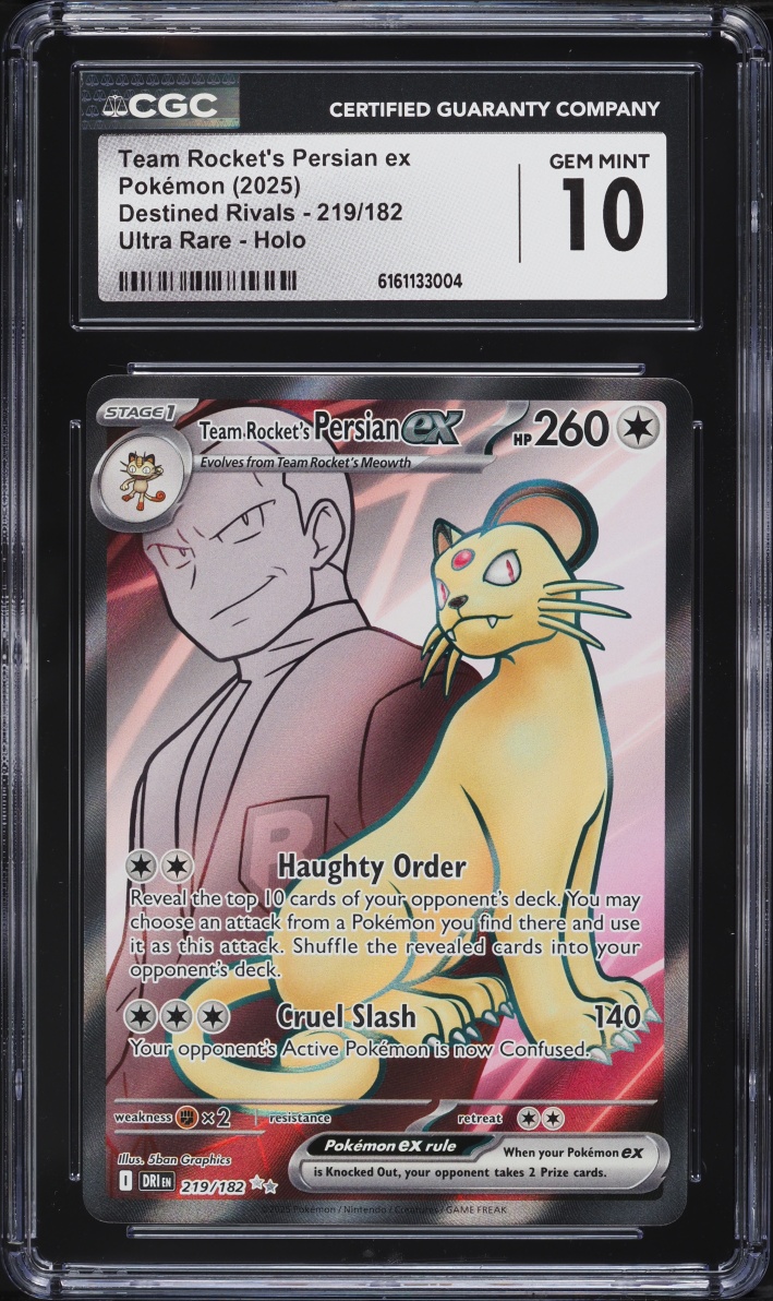 2025 Pokemon Scarlet & Violet Destined Rivals Full Art Team Rocket's Persian ex #219 CGC 10 GEM