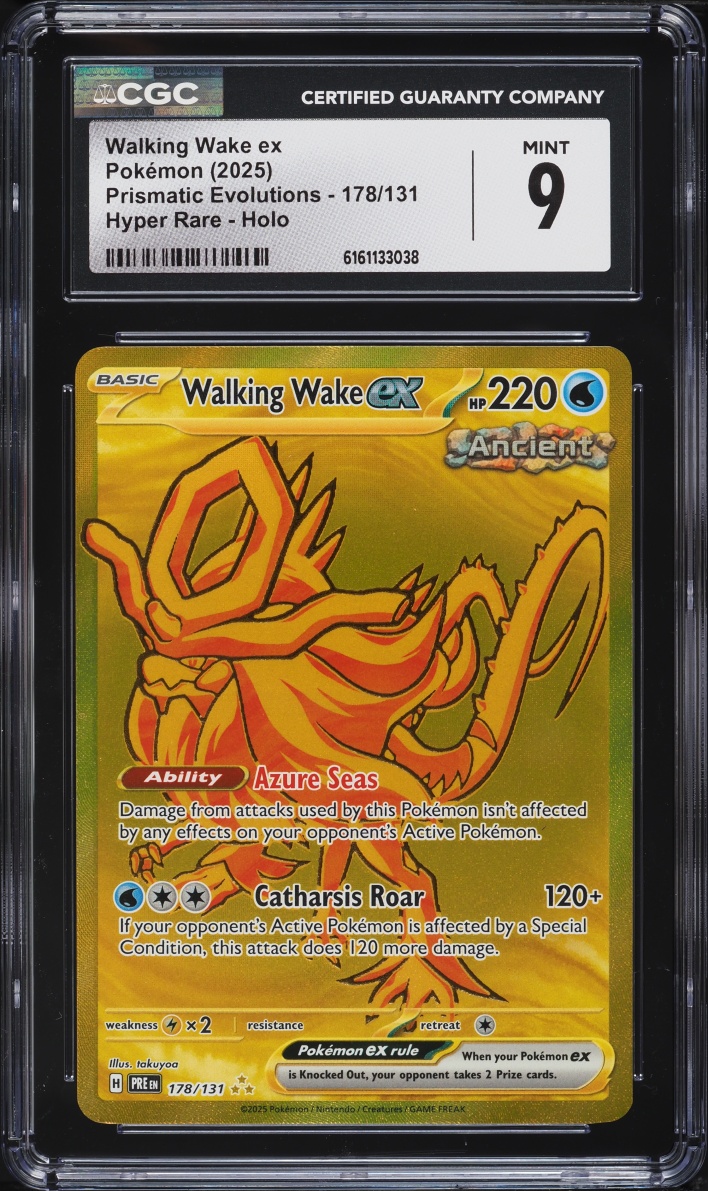 2025 Pokemon Scarlet & Violet Prismatic Evolutions Gold Rare Walking Wake ex #178 CGC 9 MINT