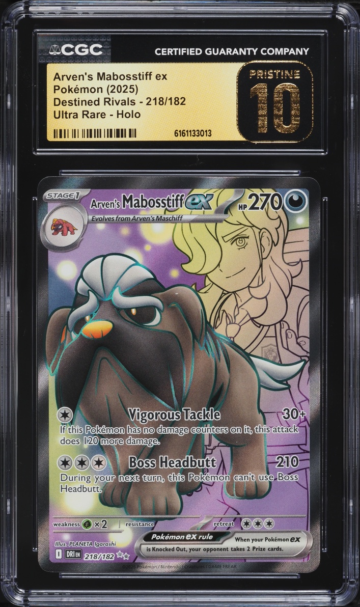 2025 Pokemon Scarlet & Violet Destined Rivals Full Art Arven's Mabosstiff ex #218 CGC 10