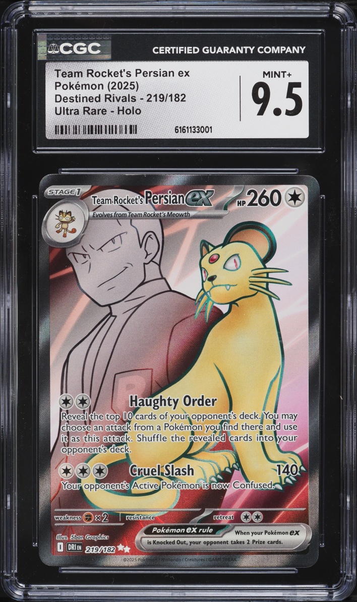 2025 Pokemon Scarlet & Violet Destined Rivals Full Art Team Rocket's Persian ex #219 CGC 9.5