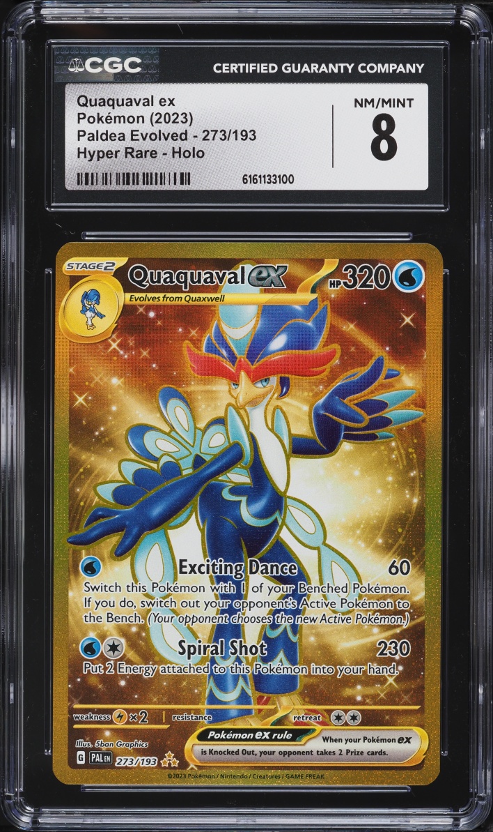 2023 Pokemon Scarlet & Violet Paldea Evolved Gold Rare Quaquaval ex #273 CGC 8 NM-MT