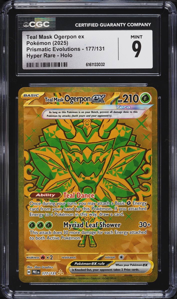 2025 Pokemon Scarlet & Violet Prismatic Evolutions Gold Rare Teal Mask Ogerpon ex #177 CGC 9