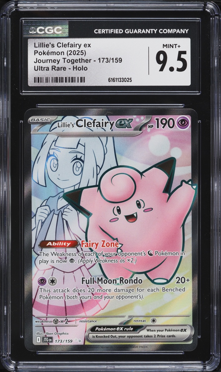 2025 Pokemon Scarlet & Violet Journey Together Full Art Lillie's Clefairy ex #173 CGC 9.5 MINT+