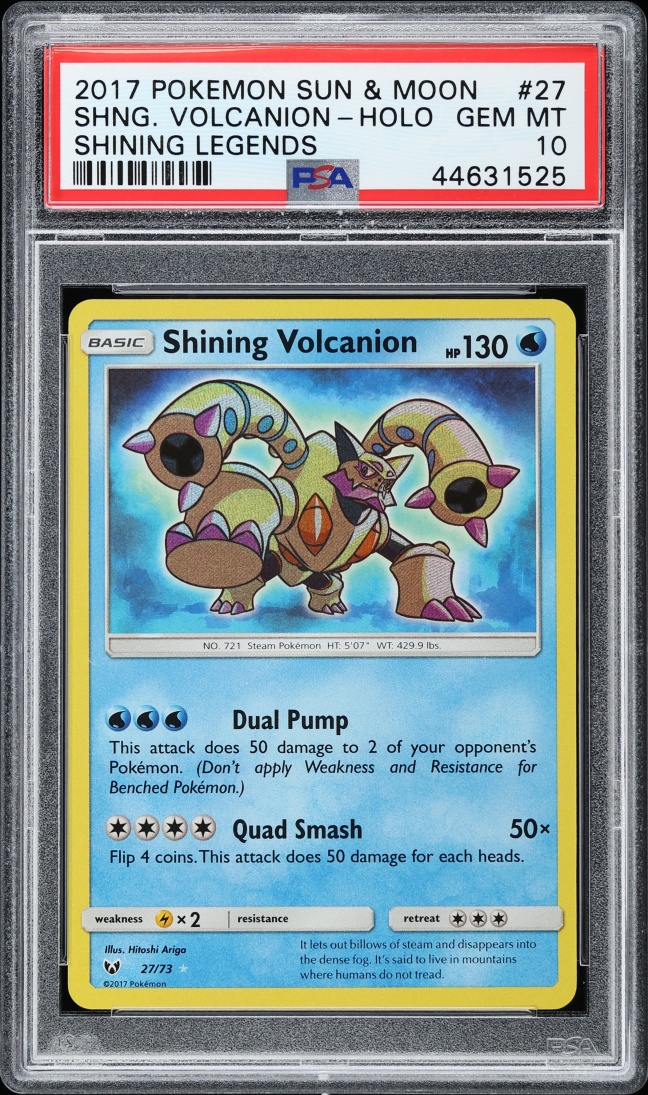 2017 Pokemon Sun & Moon Shining Legends Holo Shining Volcanion #27 PSA 10 GEM MINT