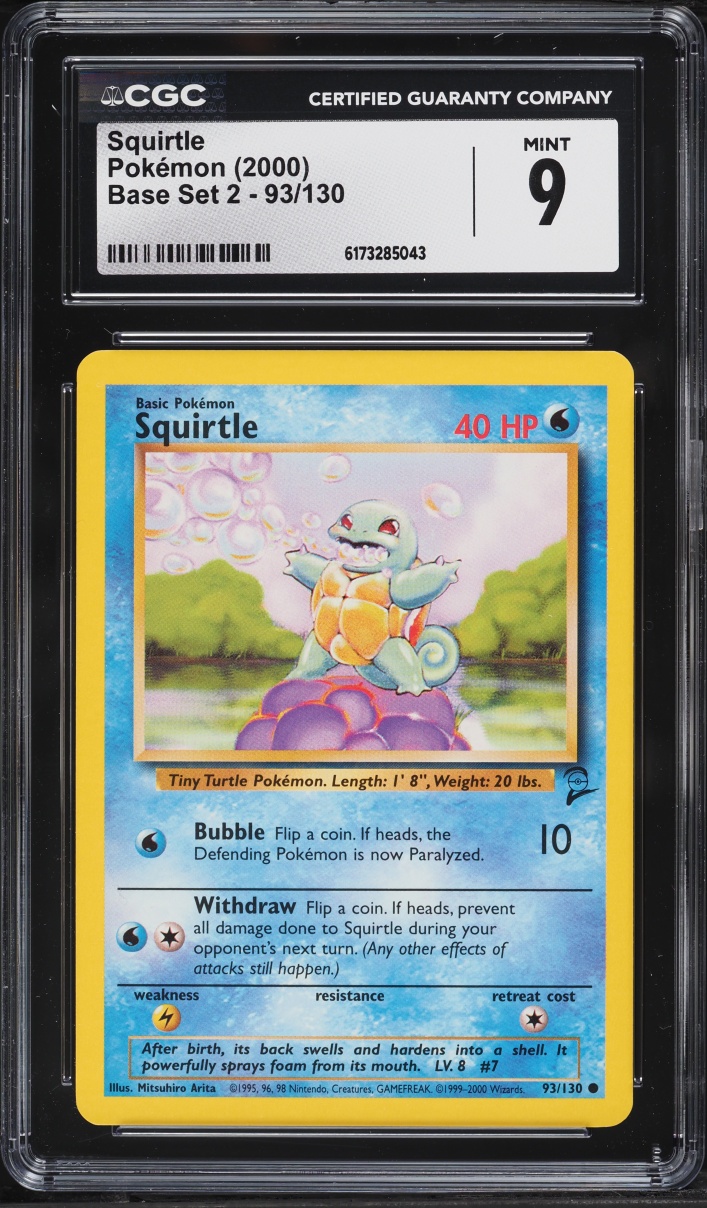 2000 Pokemon Base Set 2 Squirtle #93 CGC 9 MINT