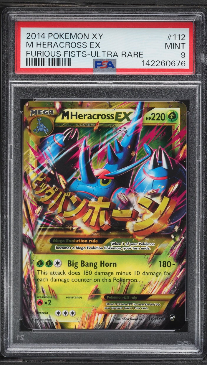 2014 Pokemon XY Furious Fists Full Art M Heracross EX #112 PSA 9 MINT