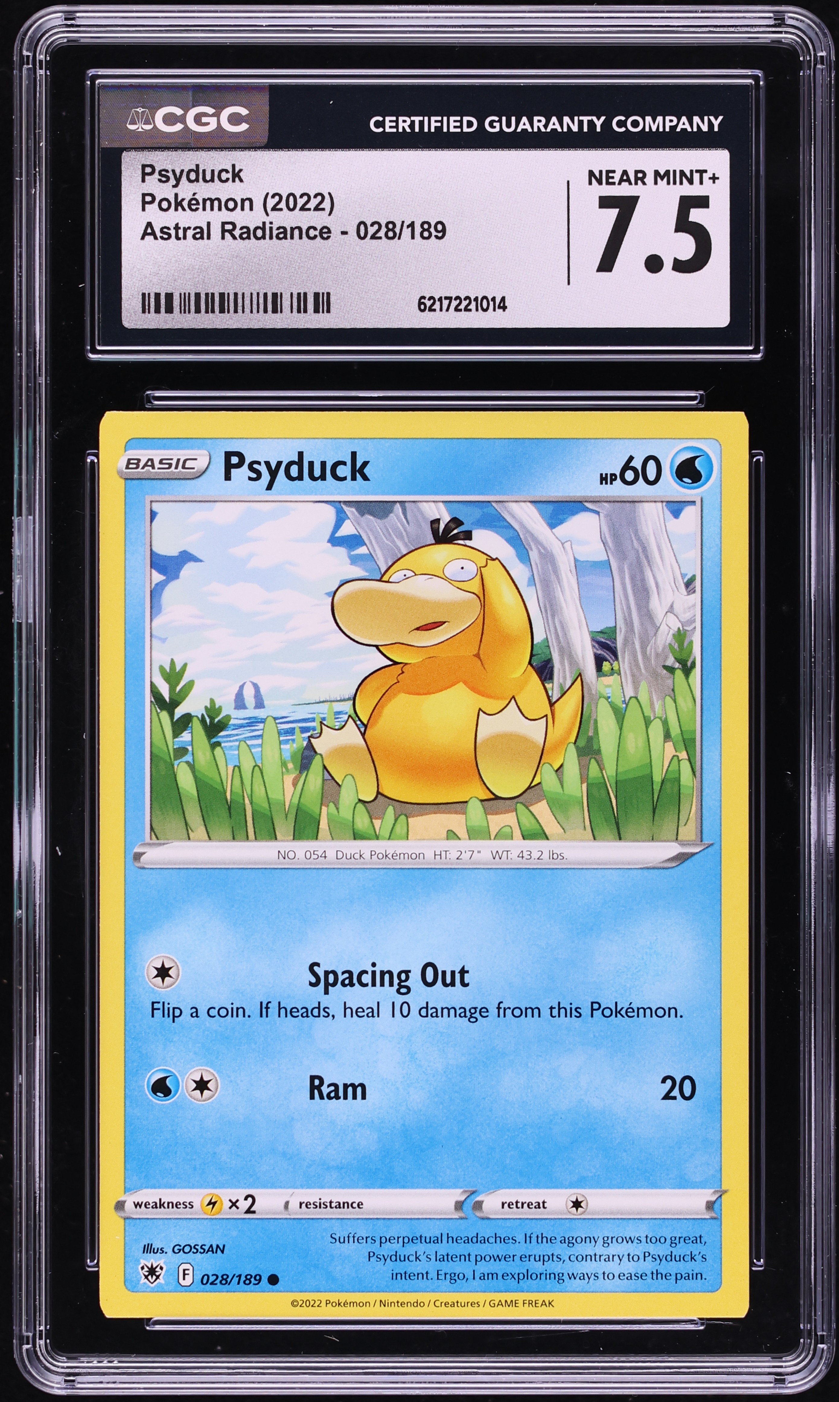 2022 Pokemon Sword & Shield Astral Radiance Partial Crimp Error Psyduck #28 CGC 7.5 NRMT+