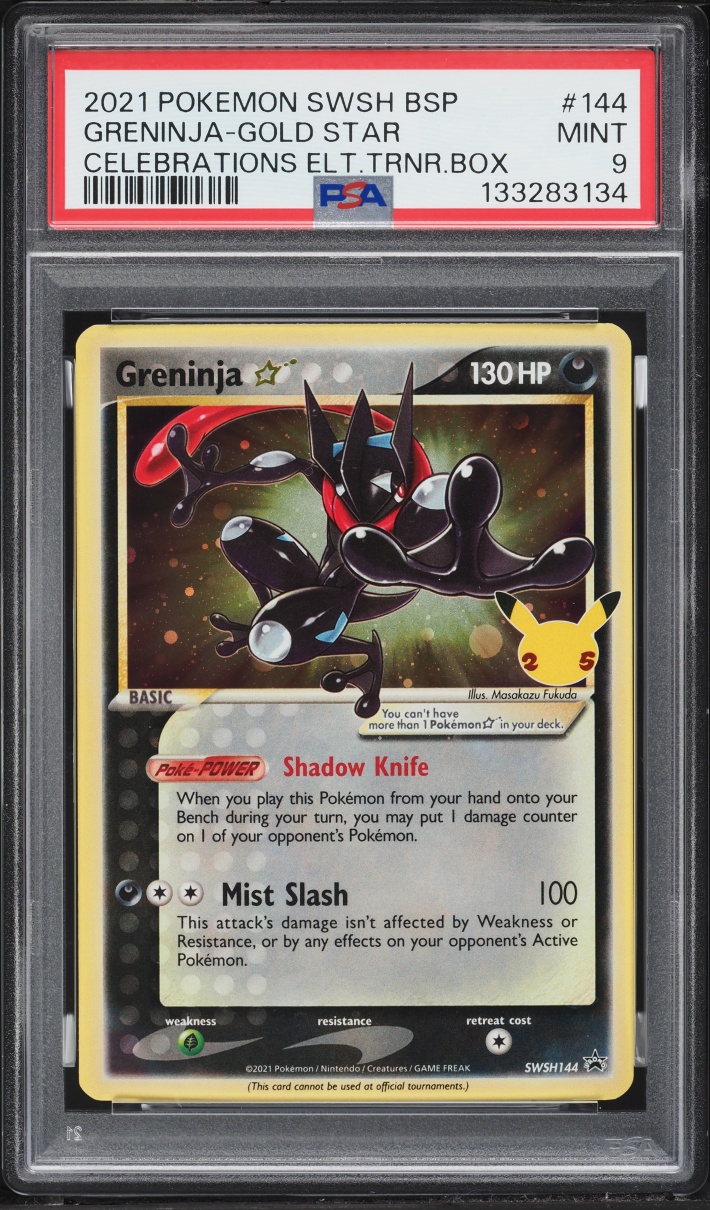 2021 Pokemon Sword & Shield Promo Celebrations ETB Holo Greninja Gold Star #144 PSA 9 MINT