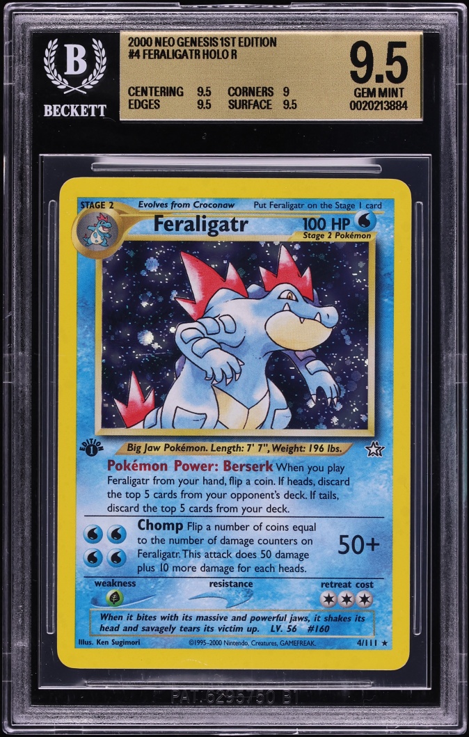 2000 Pokemon Neo Genesis 1st Edition Holo Feraligatr #4 BGS 9.5 GEM MINT