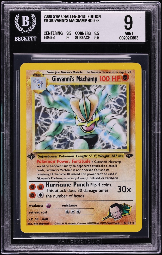 2000 Pokemon Gym Challenge 1st Edition Holo Giovanni's Machamp #6 BGS 9 MINT