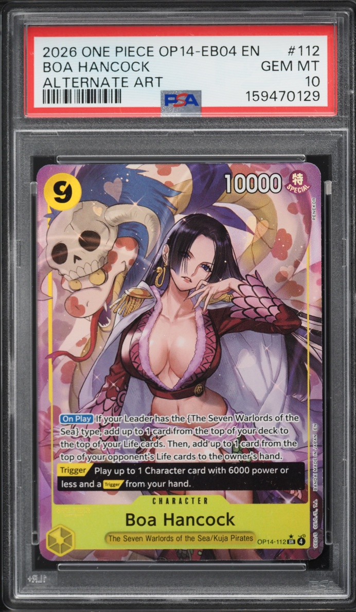 2026 One Piece The Azure Sea's Seven SR Alt Art Boa Hancock #OP14-112 PSA 10 GEM MINT