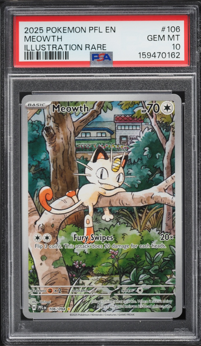 2025 Pokemon Mega Evolution Phantasmal Flames IR Meowth #106 PSA 10 GEM MINT