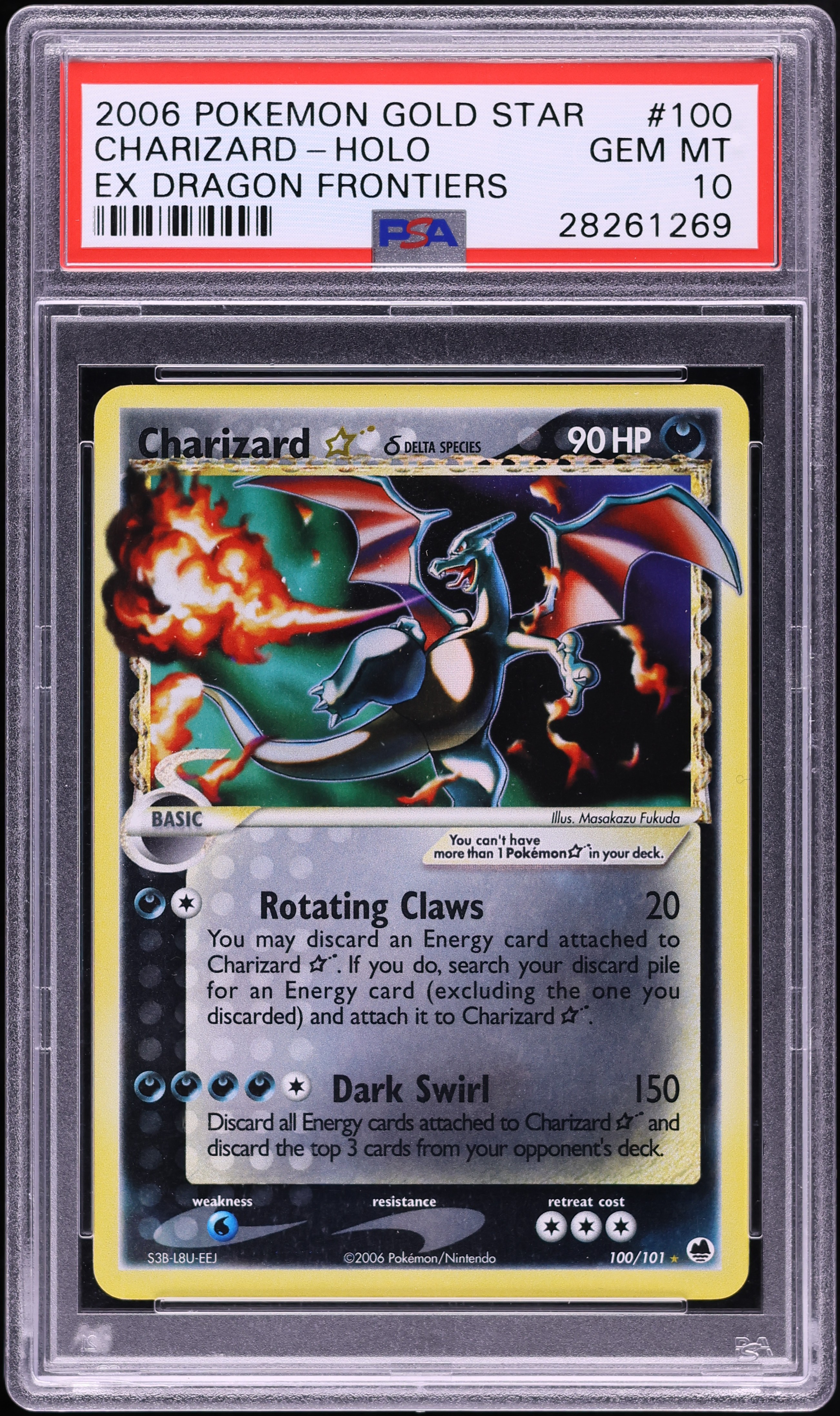 2006 Pokemon EX Dragon Frontiers Holo Charizard Gold Star #100 PSA 10 GEM MINT