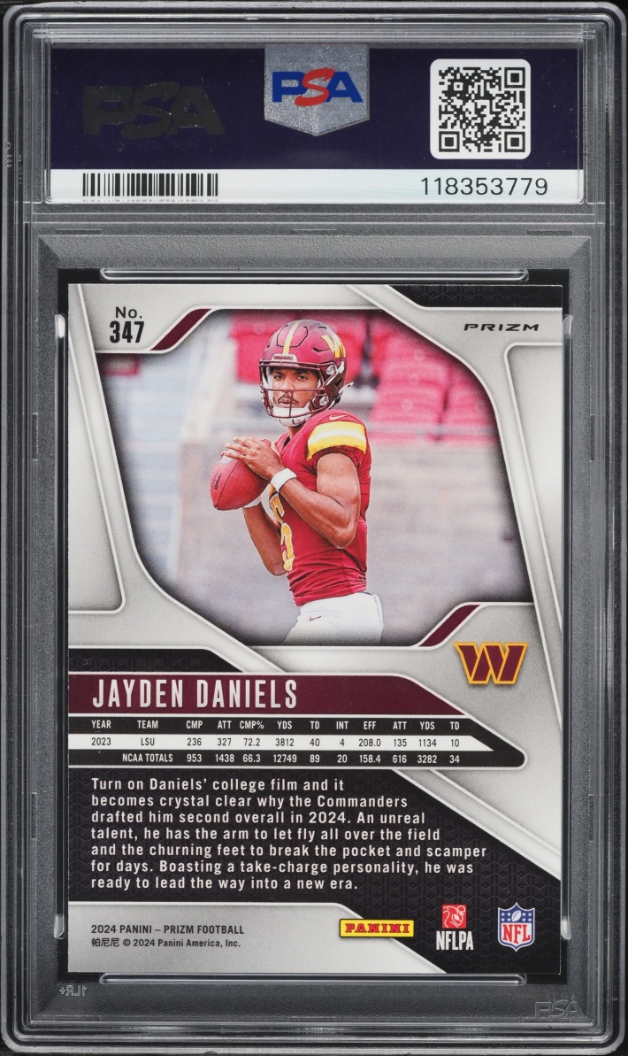 2024 Panini Prizm Silver Jayden Daniels ROOKIE #347 PSA 9 MINT