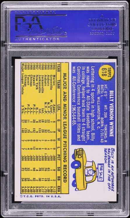 1970 Topps Billy Wynne #618 PSA 8 NM-MT