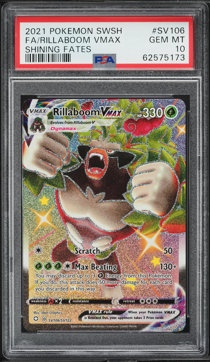 2021 Pokemon SWSH Shining Fates Shiny Rillaboom VMAX #SV106 PSA 10 GEM MINT