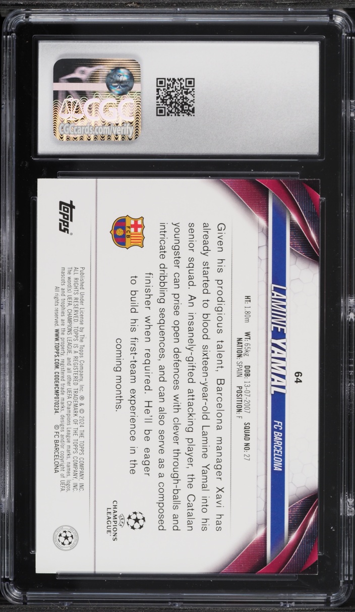 2023 Topps UEFA Club Competitions Lamine Yamal ROOKIE #64 CGC 8.5 NM-MT+