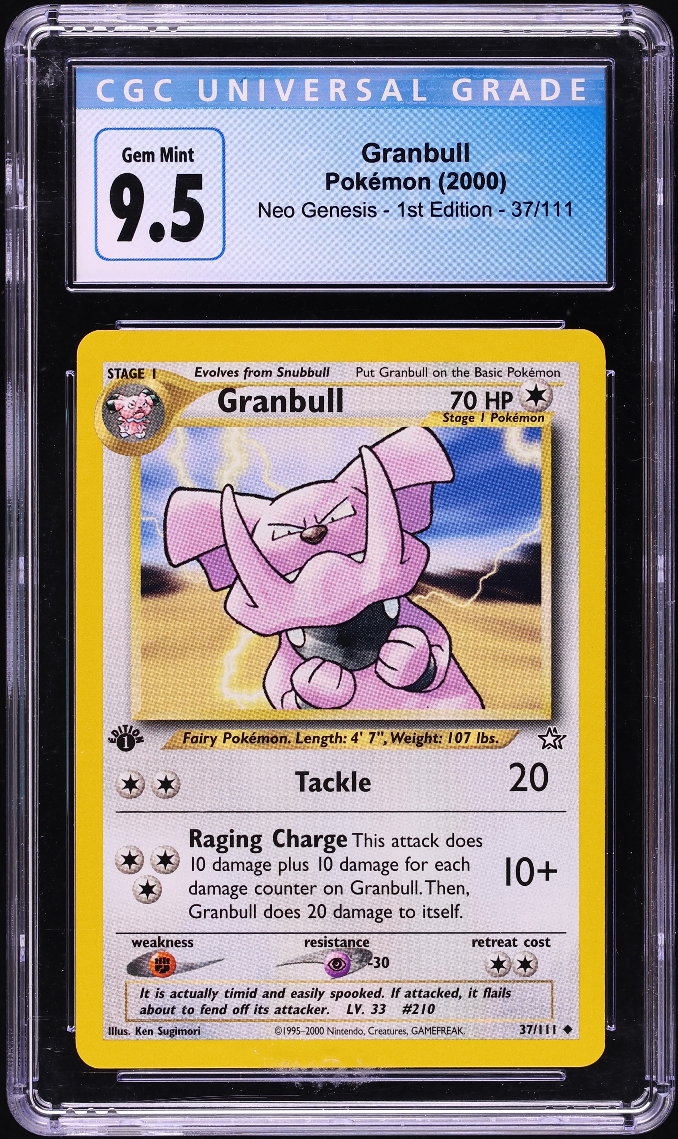 2000 Pokemon Neo Genesis 1st Edition Granbull #37 CGC 9.5 GEM MINT