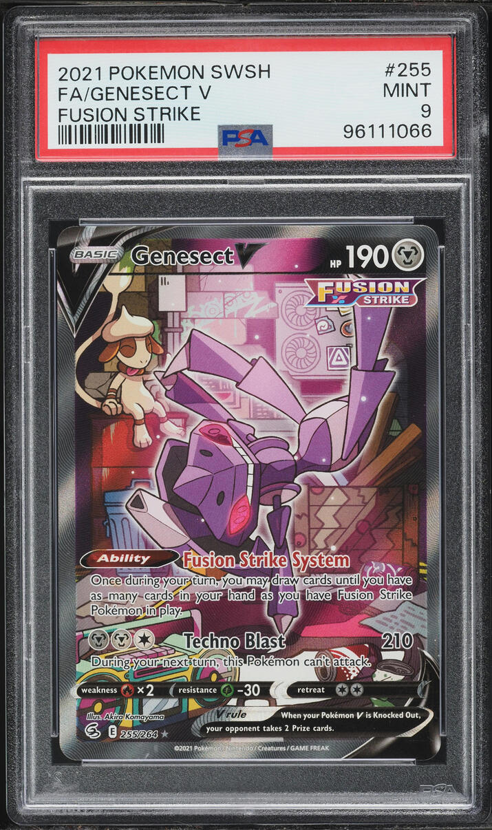 2021 Pokemon Sword & Shield Fusion Strike Full Art Genesect V #255 PSA 9 MINT