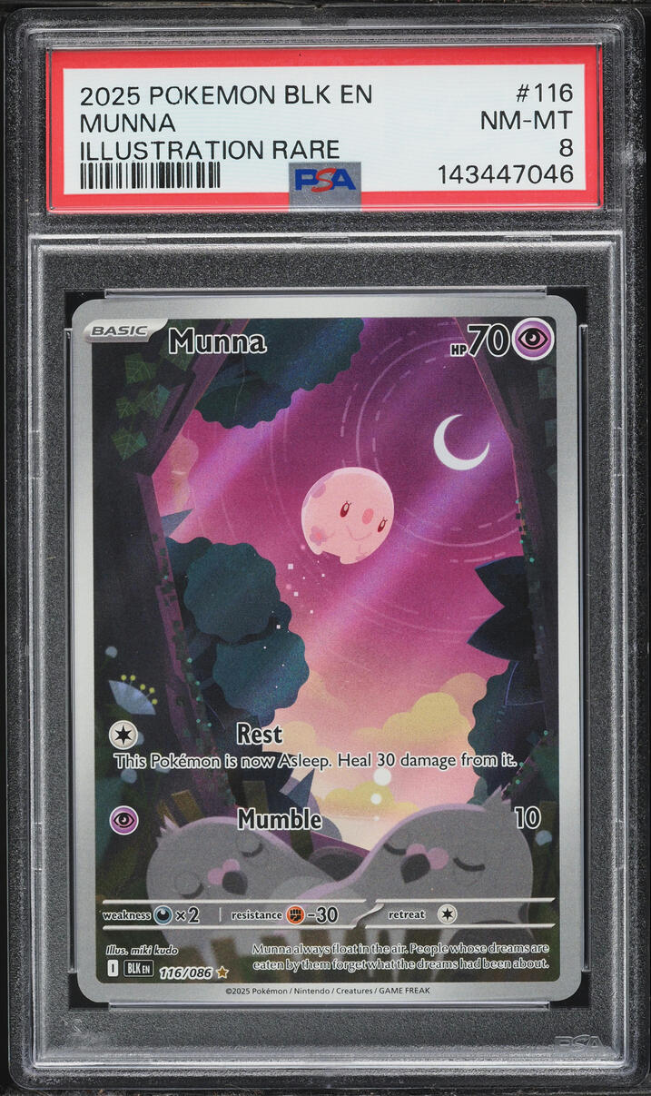 2025 Pokemon Scarlet & Violet Black Bolt IR Munna #116 PSA 8 NM-MT