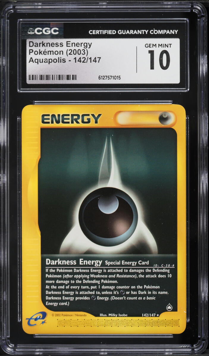 2003 Pokemon Aquapolis Darkness Energy #142 CGC 10 GEM MINT