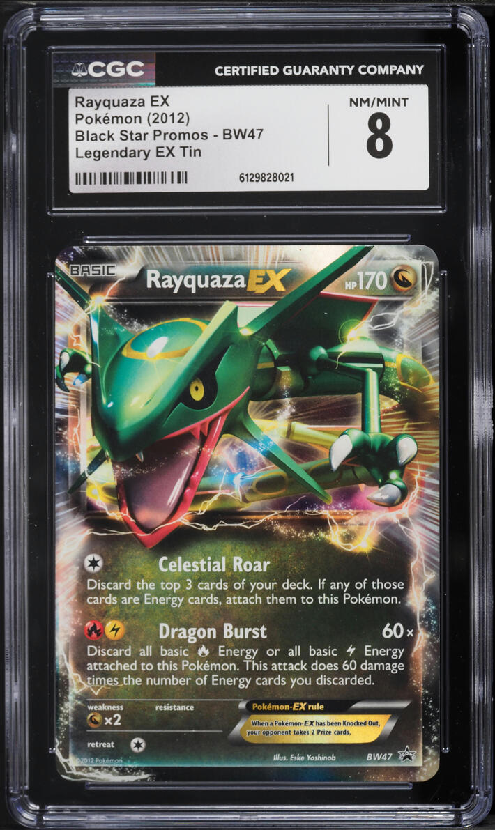 2012 Pokemon Black & White Promo Legendary EX Holo Rayquaza EX #BW47 CGC 8 NM-MT
