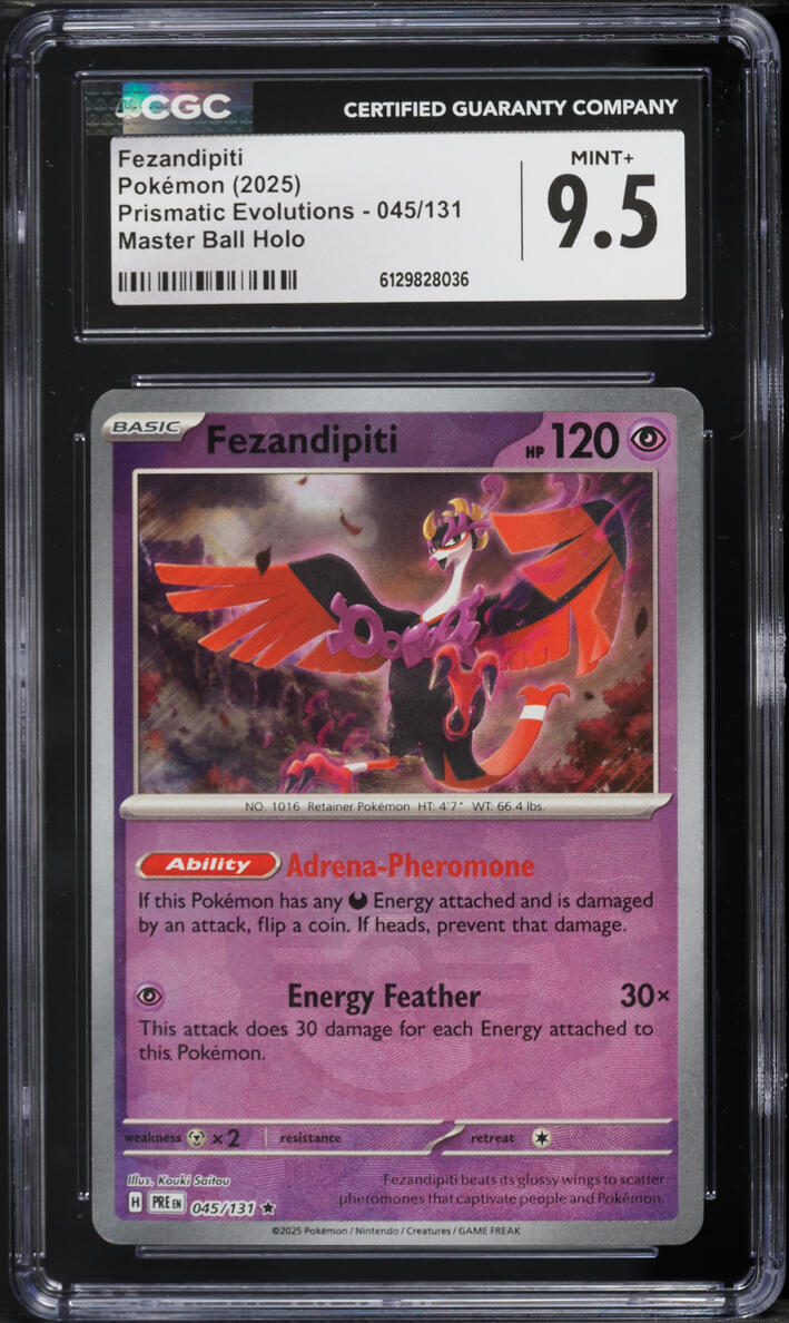 2025 Pokemon SV Prismatic Evolutions Master Ball Holo Fezandipiti #45 CGC 9.5 MINT+