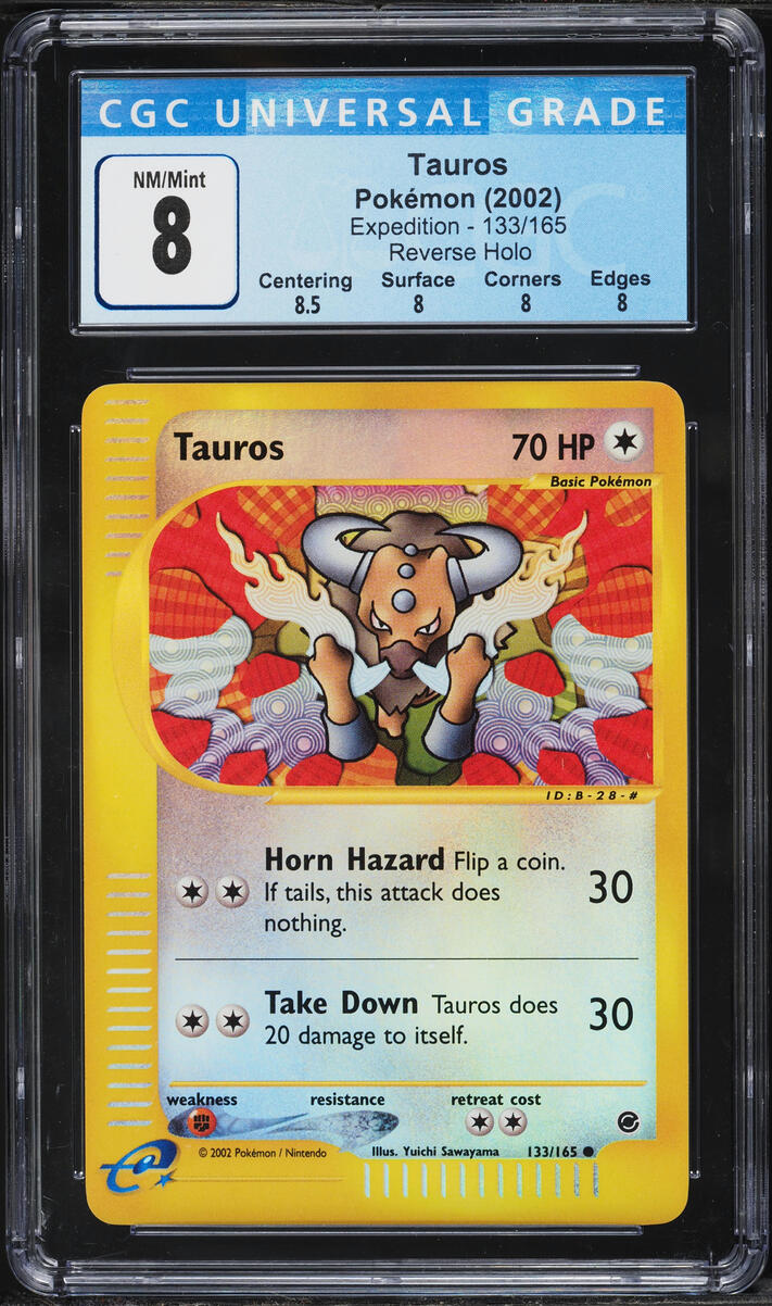2002 Pokemon Expedition Reverse Holo Tauros #133 CGC 8 NM-MT