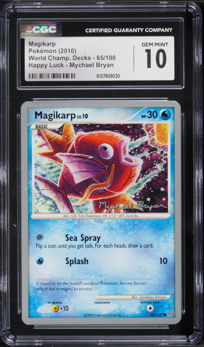 2010 Pokemon DP World Championships Happy Luck Mychael Bryan Magikarp #65 CGC 10 GEM MINT