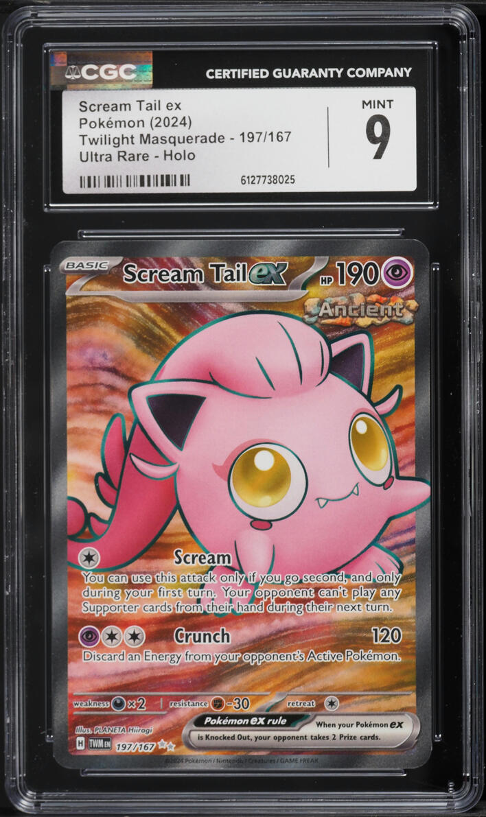 2024 Pokemon Scarlet & Violet Twilight Masquerade Full Art Scream Tail EX #197 CGC 9 MINT