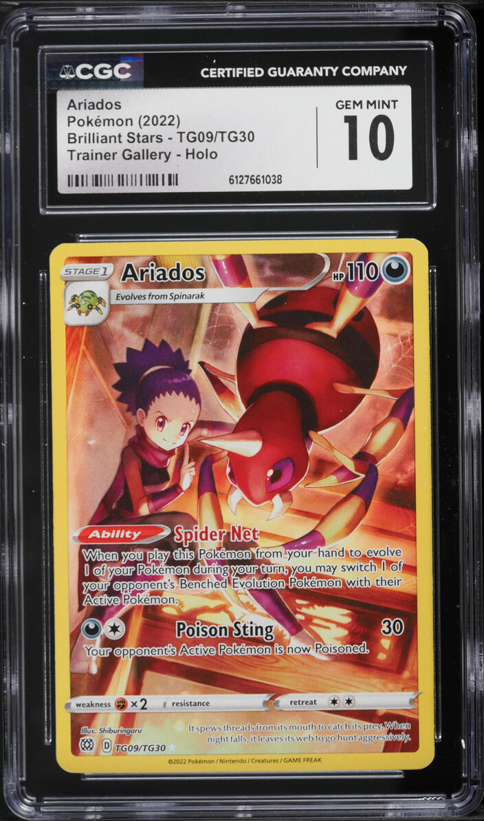 2022 Pokemon Sword & Shield Brilliant Stars CHR Ariados #TG09 CGC 10 GEM MINT