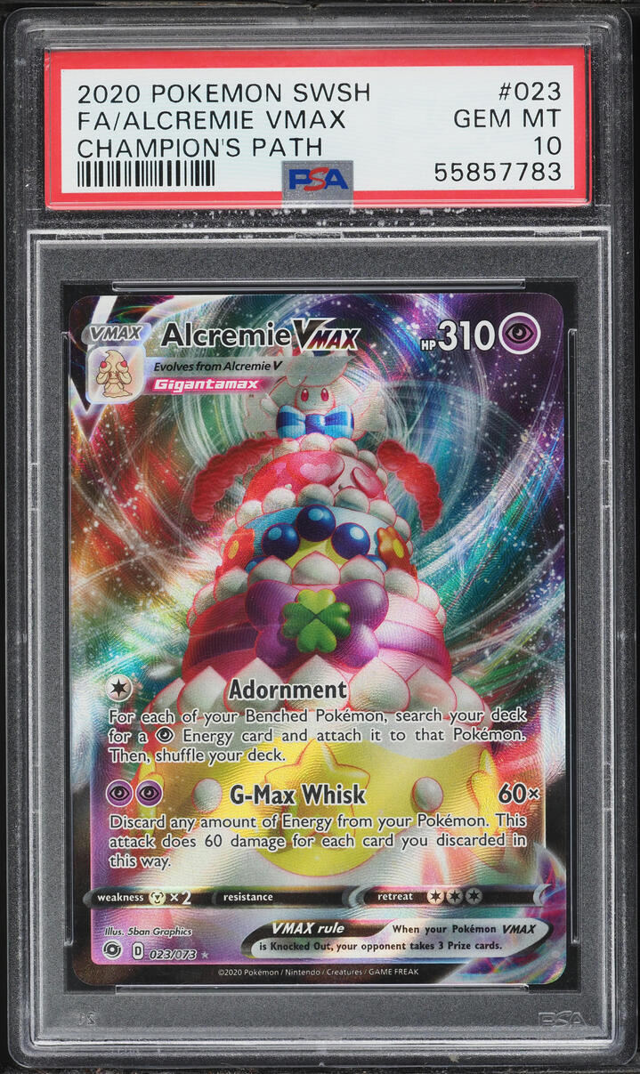 2020 Pokemon Sword & Shield Champion's Path Full Art Alcremie VMAX #23 PSA 10 GEM MINT
