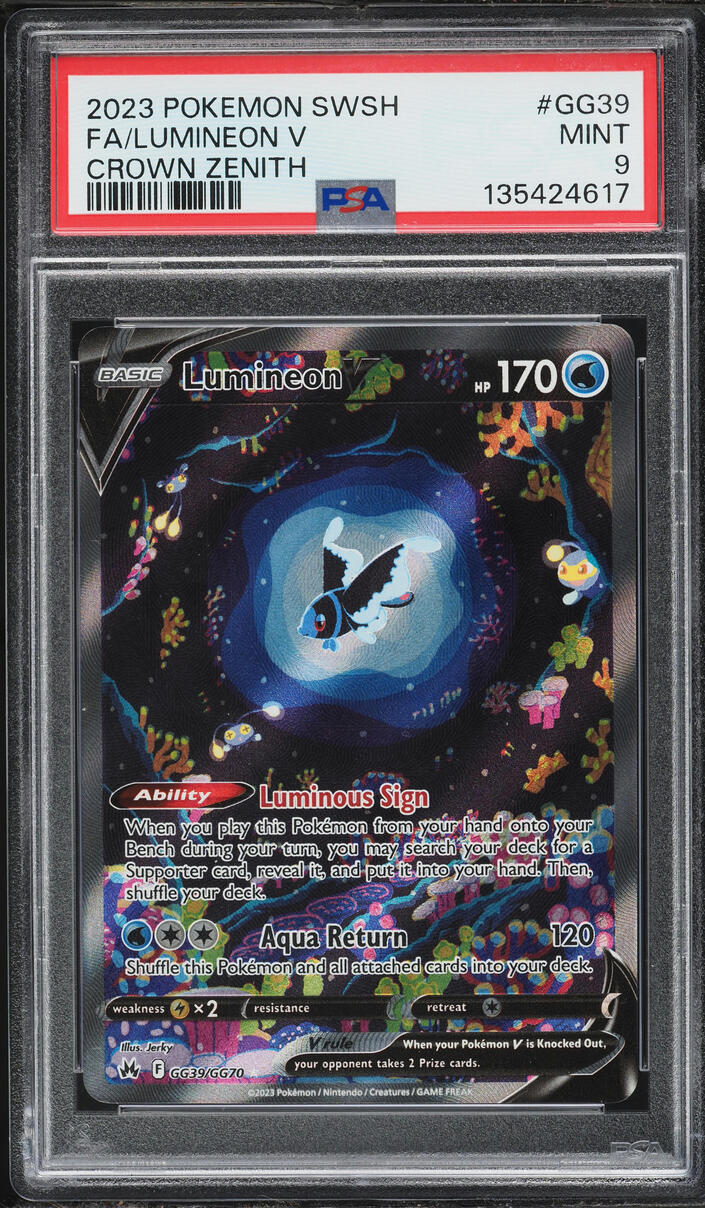 2023 Pokemon Sword & Shield Crown Zenith Alt Art Lumineon V #GG39 PSA 9 MINT