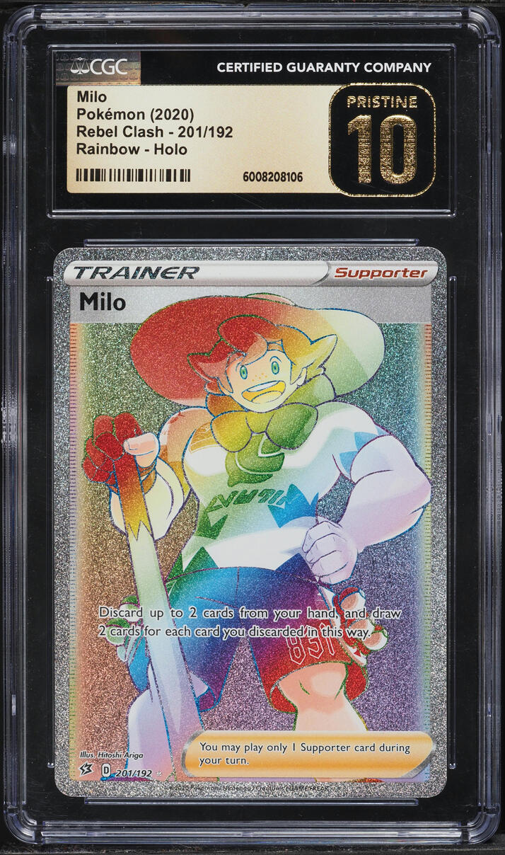 2020 Pokemon Sword & Shield Rebel Clash Rainbow Rare Milo #201 CGC 10 PRISTINE