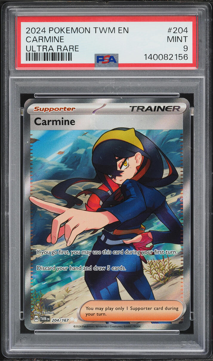 2024 Pokemon Scarlet & Violet Twilight Masquerade Full Art Carmine #204 PSA 9 MINT