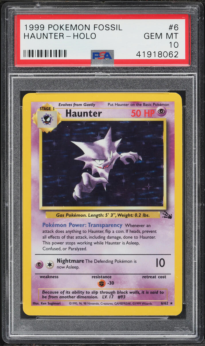 1999 Pokemon Fossil Holo Haunter #6 PSA 10 GEM MINT