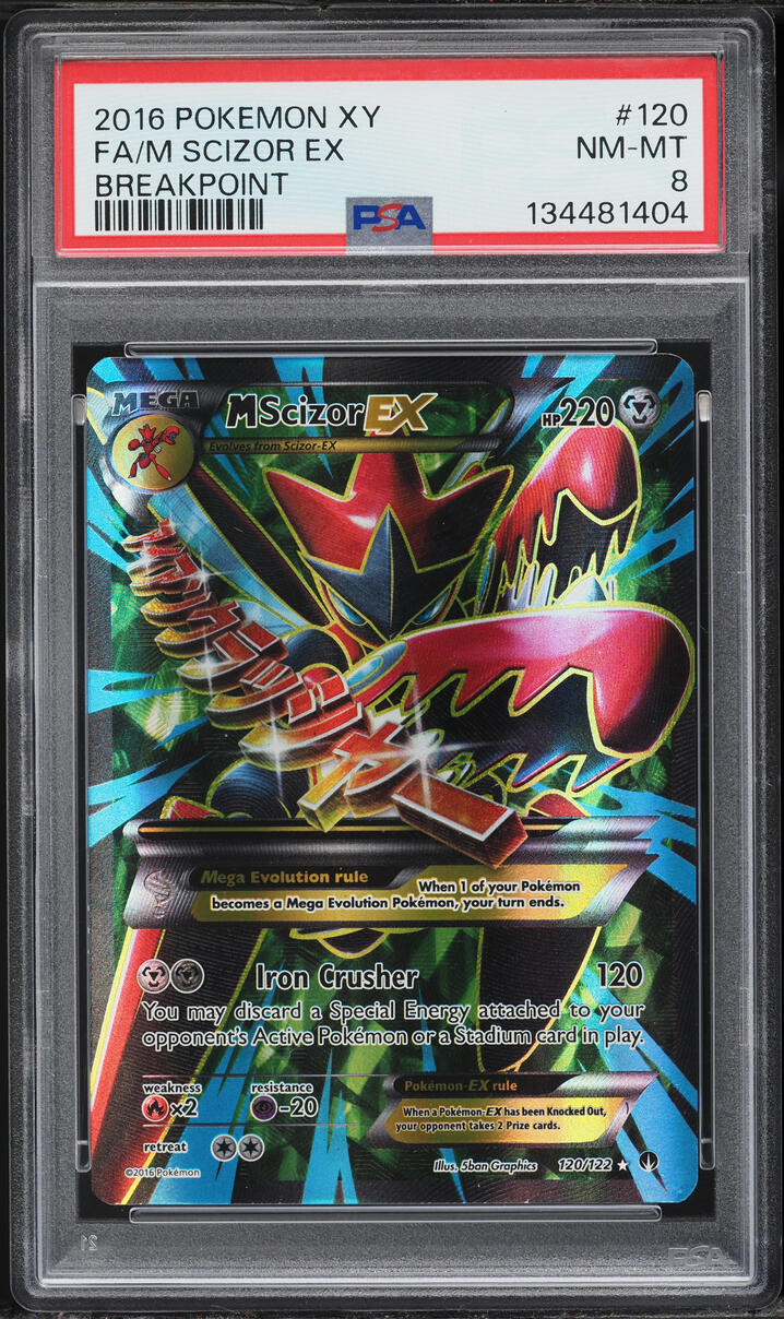 2016 Pokemon XY BREAKpoint Full Art M Scizor EX #120 PSA 8 NM-MT