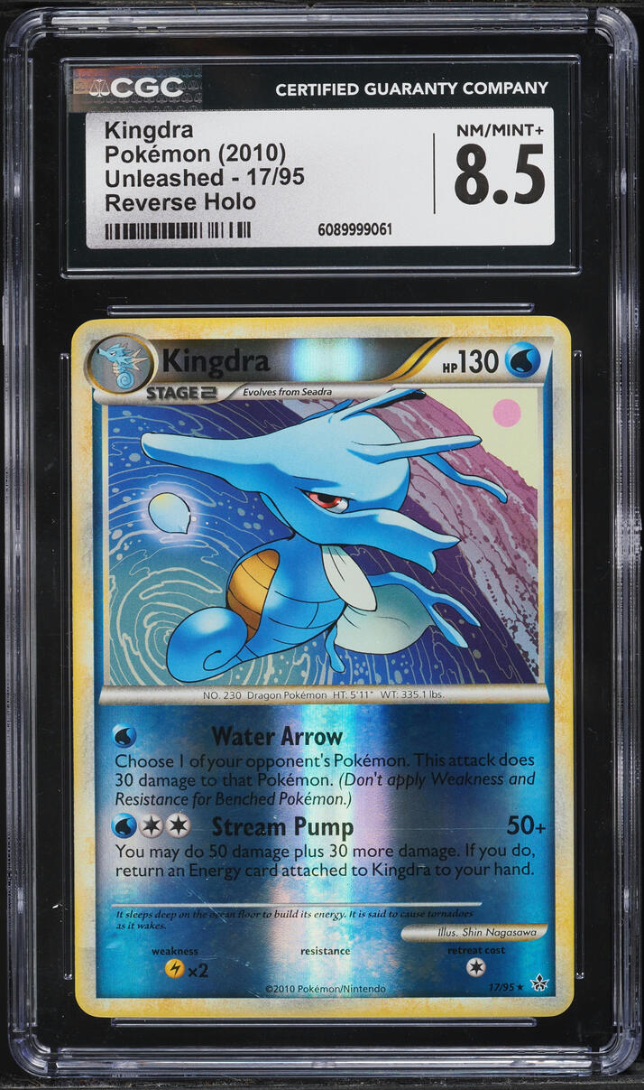 2010 Pokemon HeartGold & SoulSilver Unleashed Reverse Holo Kingdra #17 CGC 8.5 NM-MT+