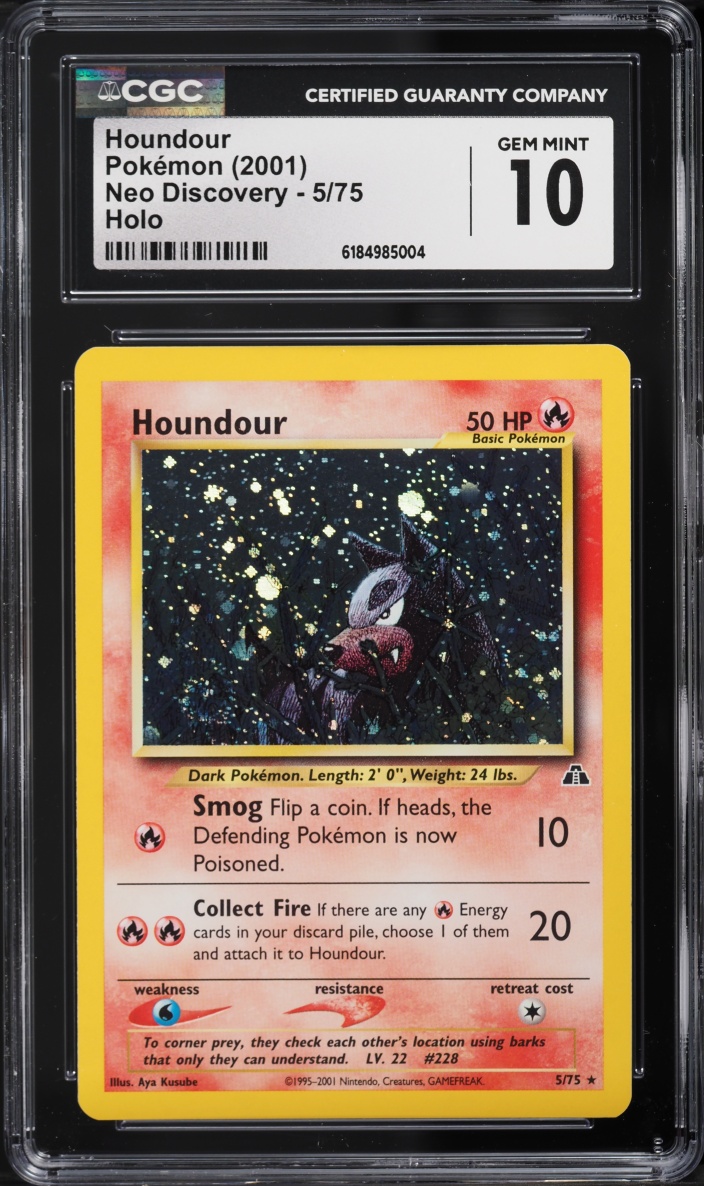 2001 Pokemon Neo Discovery Holo Houndour #5 CGC 10 GEM MINT