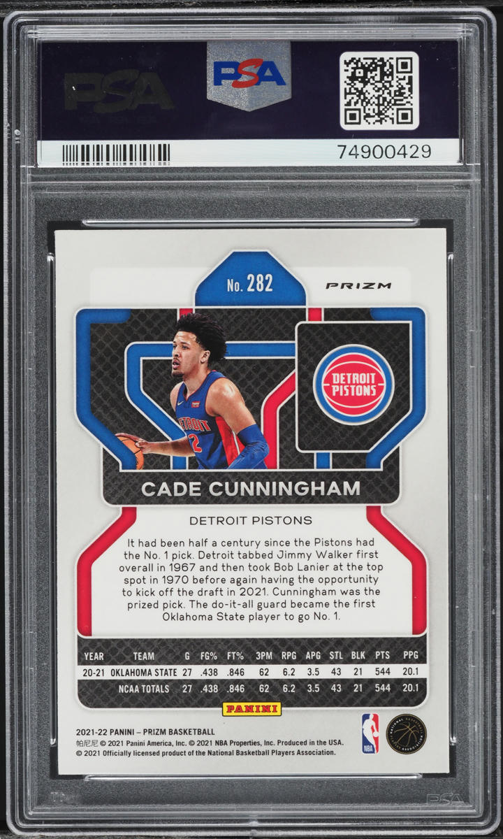 2021 Panini Prizm Green Cade Cunningham ROOKIE #282 PSA 10 GEM MINT
