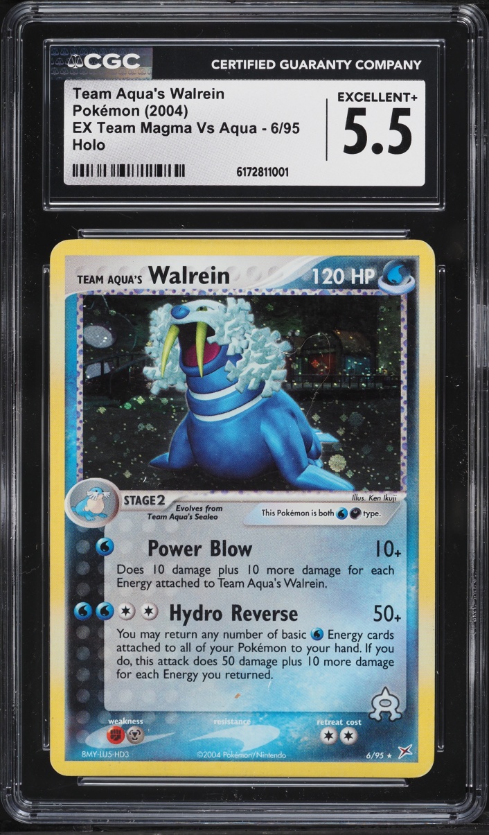2004 Pokemon EX Team Magma vs Aqua Holo Team Aqua's Walrein #6 CGC 5.5 EX+