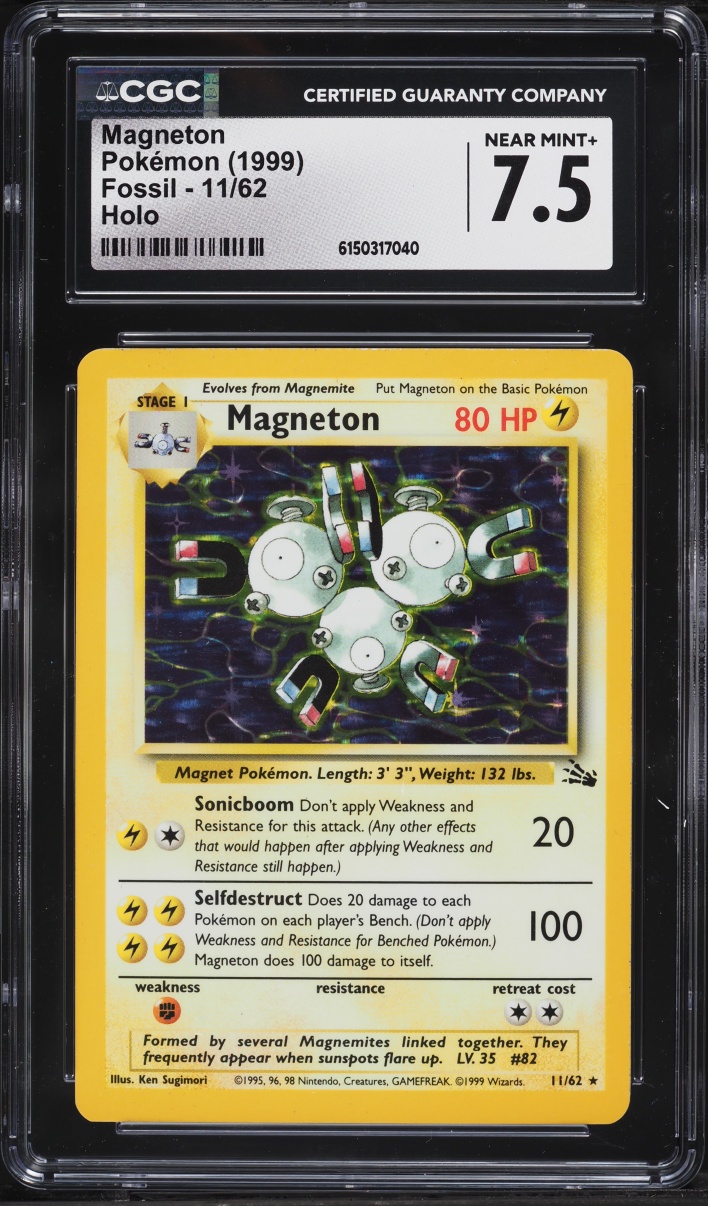 1999 Pokemon Fossil Holo Magneton #11 CGC 7.5 NRMT+