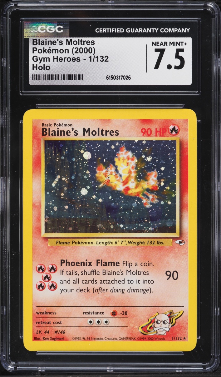 2000 Pokemon Gym Heroes Holo Blaine's Moltres #1 CGC 7.5 NRMT+