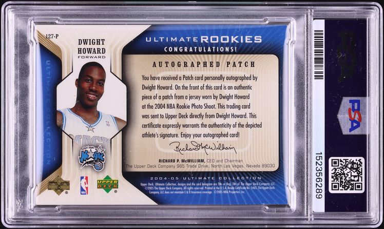 2004 Ultimate Collection Dwight Howard ROOKIE PATCH AUTO /25 #127-P PSA 7 NRMT - Photo 2
